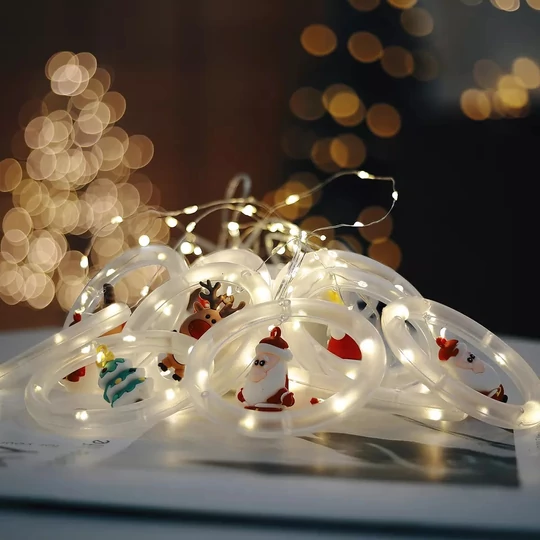 Vianočná LED svetelná reťaz  s vianočnými figúrkami, teplá biela, 3 metre