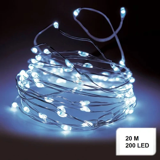 100 LED 8 Program Vnútorné mikro LED vianočné stromčekové svetlo 11,5 metra - studená biela