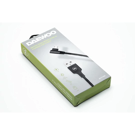 Daewoo microUSB kábel, 2 metre, čierny