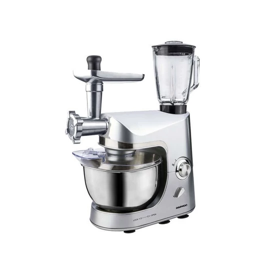 Multifunkčný kuchynský robot Daewoo s mlynčekom na mäso a mixérom, 1200 W, strieborný, DSX-5055