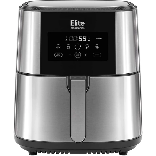 Fritéza Elite® 8 l + kniha receptov, 1800W teplovzdušná fritéza bez oleja s digitálnym displejom, elegantný kryt z nehrdzavejúcej ocele