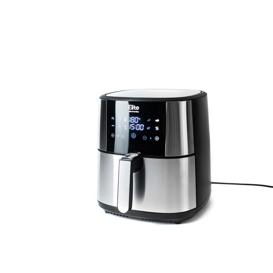 Fritéza Elite® 8 l + kniha receptov, 1800W teplovzdušná fritéza bez oleja s digitálnym displejom, elegantný kryt z nehrdzavejúcej ocele
