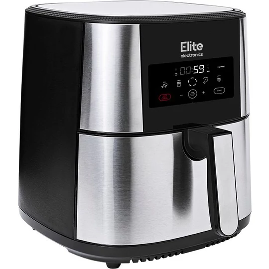 Fritéza Elite® 8 l + kniha receptov, 1800W teplovzdušná fritéza bez oleja s digitálnym displejom, elegantný kryt z nehrdzavejúcej ocele