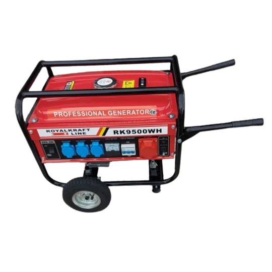 Elektrocentrála RoyalKraft RK9500W s benzínovým motorom, generátor s kolesami, 3-fázový generátor - 6500W