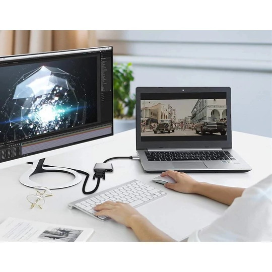 USB2.0 -  prevodový adaptér HDMI/VGA, + 3,5 mm jack konektor