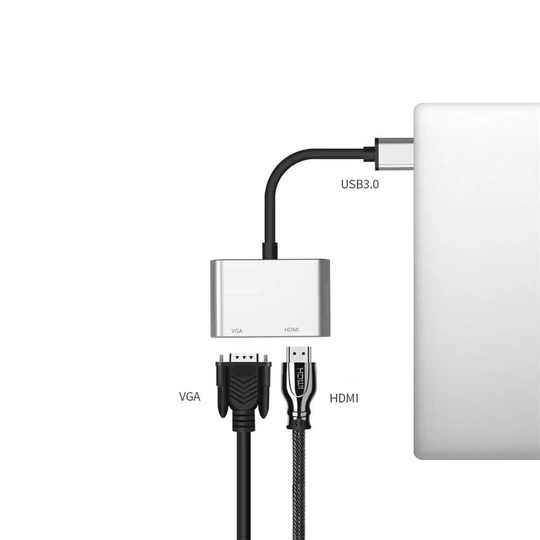 USB2.0 -  prevodový adaptér HDMI/VGA, + 3,5 mm jack konektor
