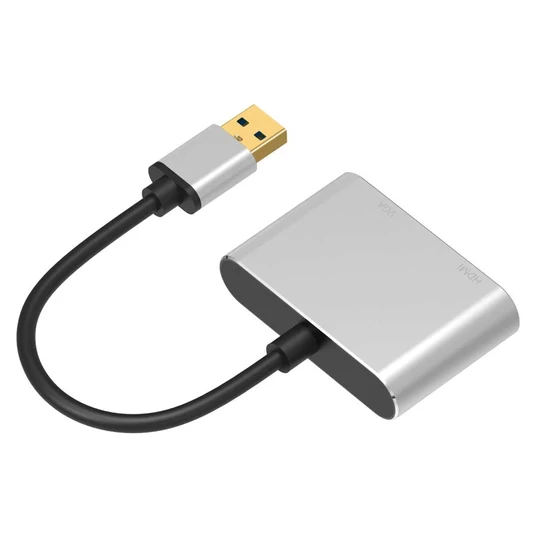 USB2.0 -  prevodový adaptér HDMI/VGA, + 3,5 mm jack konektor
