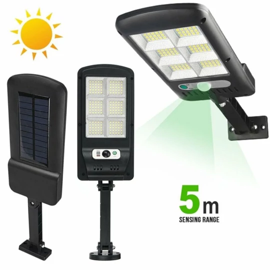 Solárna SMD LED lampa so senzorom pohybu, nástenným držiakom, 200 W, 120 LED diód