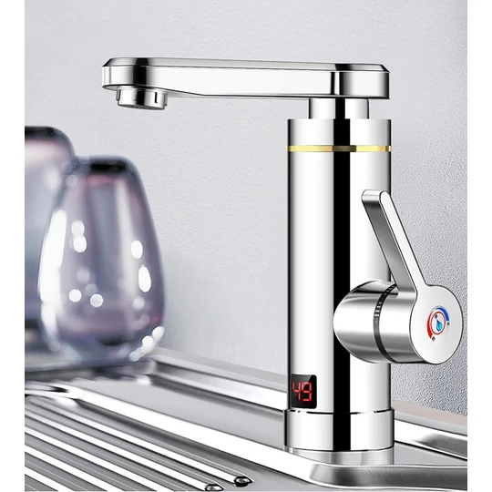 Prietokový ohrievač vody Inox s displejom, spodný výstup 3000 W