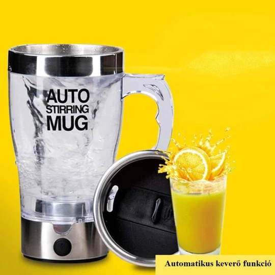 Samomiešací priehľadný hrnček, lenivý hrnček, hrnček do auta s motorickým mixérom