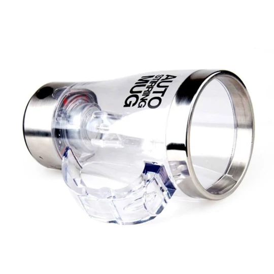 Samomiešací priehľadný hrnček, lenivý hrnček, hrnček do auta s motorickým mixérom