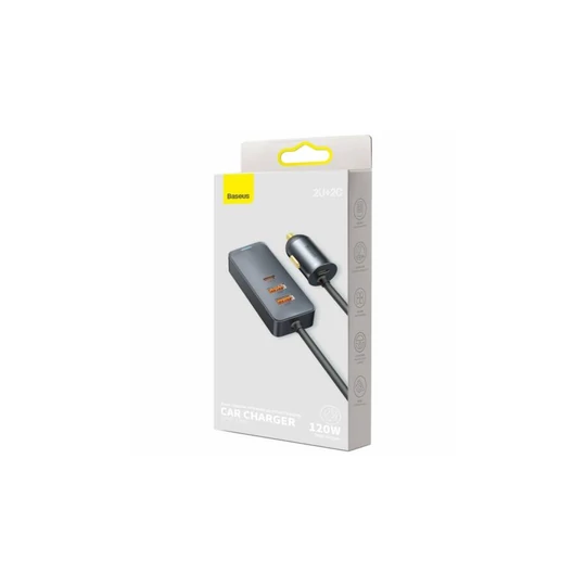 Nabíjačka USB a USB-C do automobilového zapaľovača Baseus so 4 zásuvkami