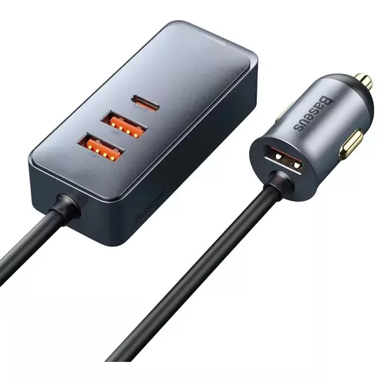 Nabíjačka USB a USB-C do automobilového zapaľovača Baseus so 4 zásuvkami