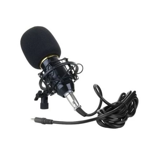 Klasický kondenzátorový mikrofón pre podcasty, s príslušenstvom, so striebornou ochrannou mriežkou