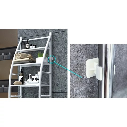 3-stupňový kovový kúpeľňový policový systém nad práčku, biela - 166 cm (plachta)