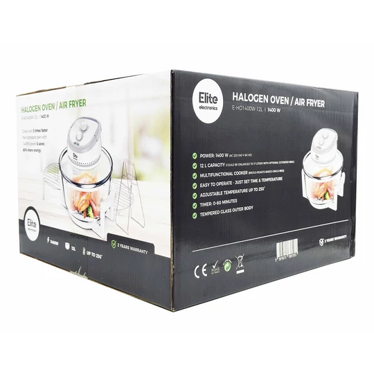 Elite® halogénová rúra, 12 l objem bezolejová teplovzdušná fritéza, 1400 W