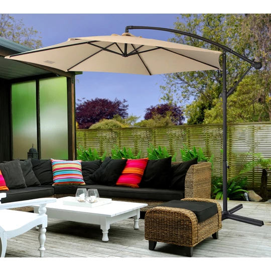 Elite Garden® prémiový závesný slnečník s držiakom, 3 metre, béžový