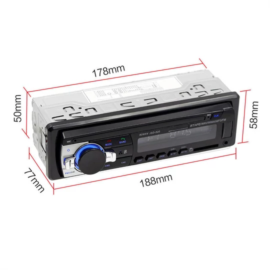 Hlavná jednotka autorádia Bluetooth 1 DIN, port USB/microSD/AUX, 4×60W, JSD-520