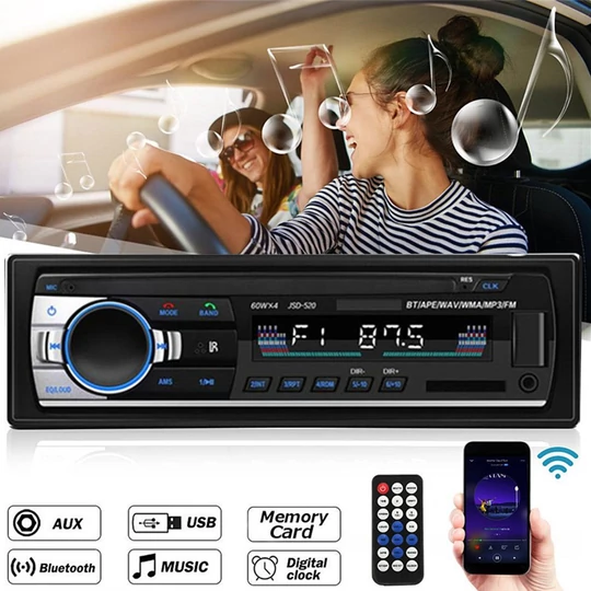 Hlavná jednotka autorádia Bluetooth 1 DIN, port USB/microSD/AUX, 4×60W, JSD-520