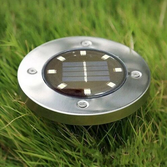 Diskové svetlá Sada 8 LED solárnych dráhových značkovačov, teplá biela