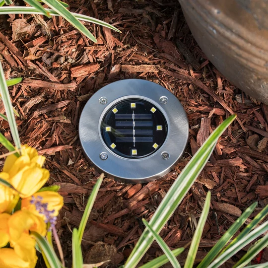 Diskové svetlá Sada 8 LED solárnych dráhových značkovačov, teplá biela