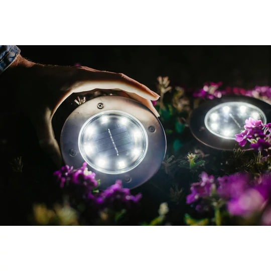 Diskové svetlá Sada 8 LED solárnych dráhových značkovačov, teplá biela