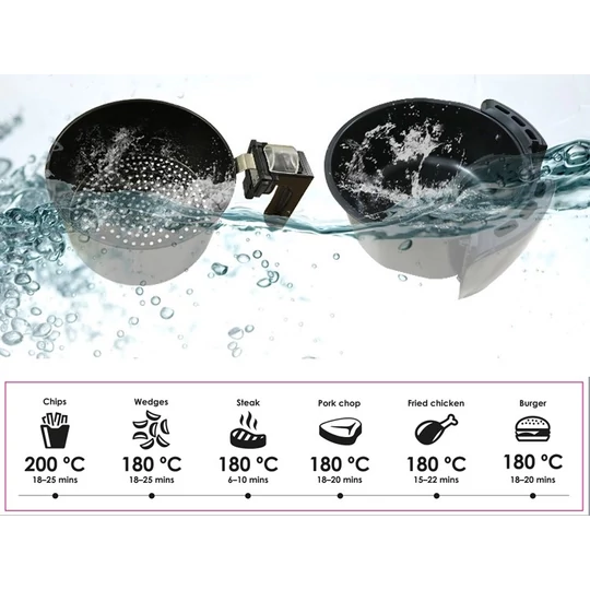 Elite® Air Fryer 3,6 l objem bezolejová teplovzdušná fritéza s digitálnym displejom 1600W