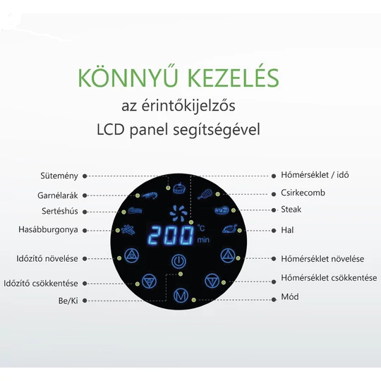 Elite® Air Fryer 3,6 l objem bezolejová teplovzdušná fritéza s digitálnym displejom 1500W