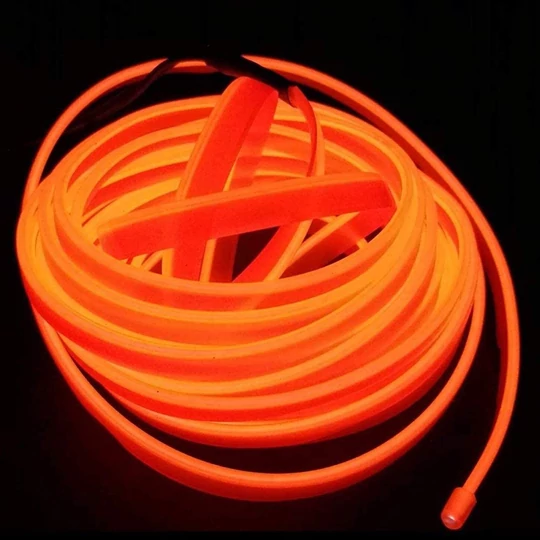 Oranžové interiérové dekoratívne osvetlenie auta, ambientné svetlo, náladové svetlo, elektroluminiscenčná lampa, 3,5 metra
