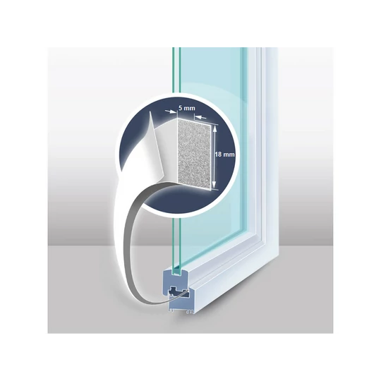 Samolepiaci špongiový izolačný profil na dvere a okná, 5 x 18 mm, 5 m