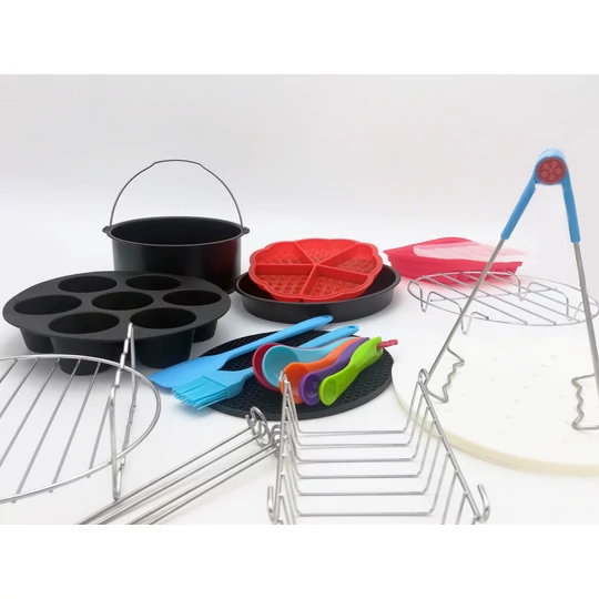 15-dielna fritéza na vzduchu, sada príslušenstva a doplnkov pre fritézu na horúcom vzduchu bez oleja s knihou receptov - 20 cm