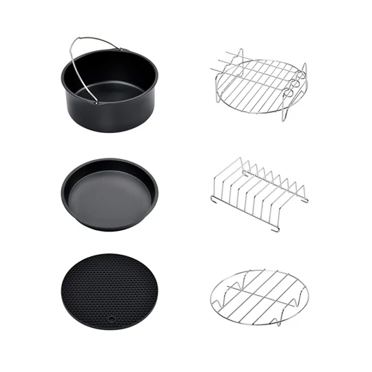 15-dielna fritéza na vzduchu, sada príslušenstva a doplnkov pre fritézu na horúcom vzduchu bez oleja s knihou receptov - 20 cm