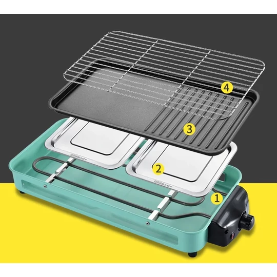 Prenosný stolný elektrický gril a BBQ, 2000W