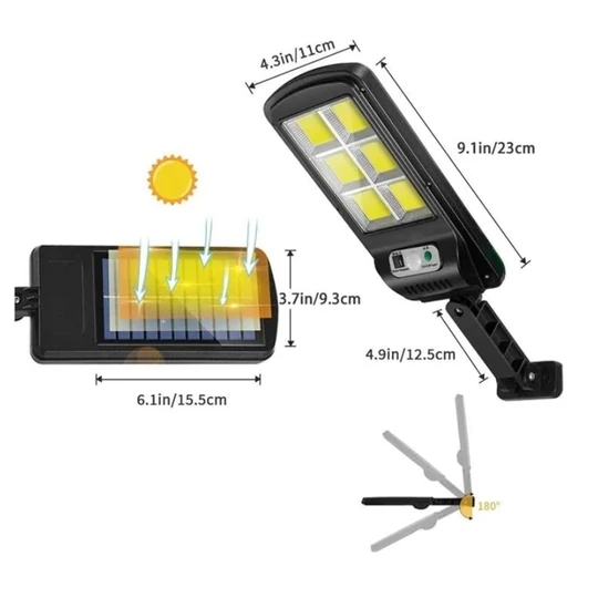 Solárna COB LED lampa so senzorom pohybu, nástenný držiak, 180 W 