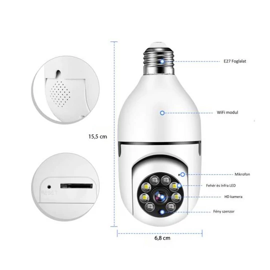 Smart IP panoramatická kamera WiFi so zásuvkou E27