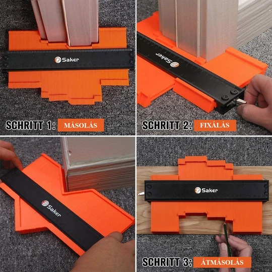 Kontúrovanie, meranie obrysov, šablóna na kopírovanie profilu so zabudovaným pravítkom, 12 cm