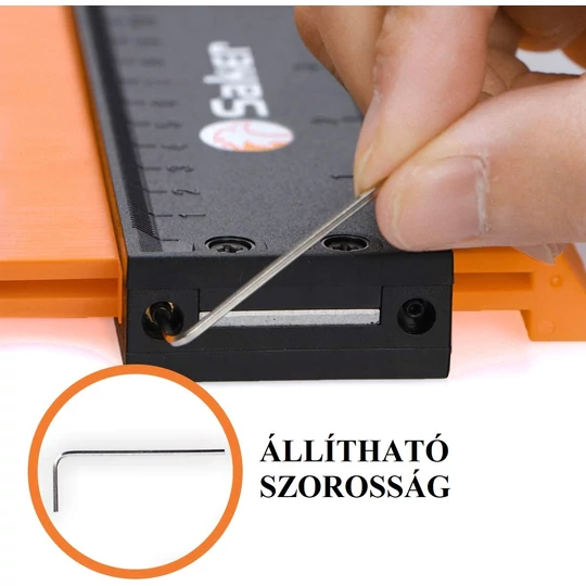 Kontúrovanie, meranie obrysov, šablóna na kopírovanie profilu so zabudovaným pravítkom, 12 cm