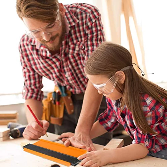 Kontúrovanie, meranie obrysov, šablóna na kopírovanie profilu so zabudovaným pravítkom, 12 cm