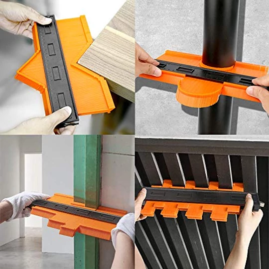 Kontúrovanie, meranie obrysov, šablóna na kopírovanie profilu so zabudovaným pravítkom, 12 cm