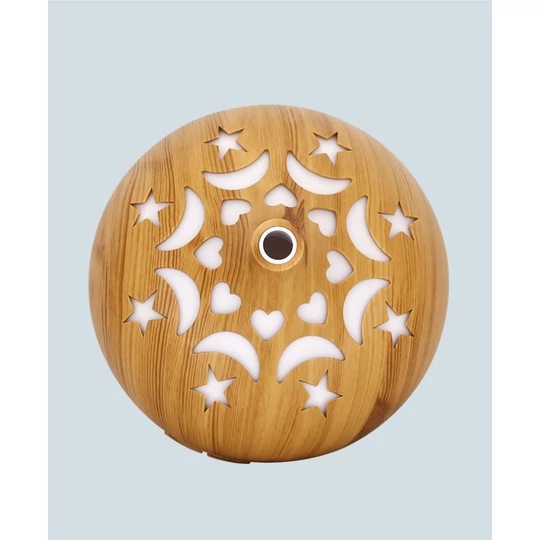 Aromaterapeutický odparovač s efektom dreva, ultrazvukový zvlhčovač vzduchu, difuzér vône s diaľkovým ovládaním - v tvare cibule, tmavý vzor