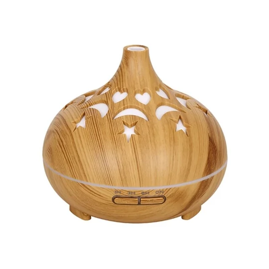 Aromaterapeutický odparovač s efektom dreva, ultrazvukový zvlhčovač vzduchu, difuzér vône s diaľkovým ovládaním - v tvare cibule, svetelný vzor