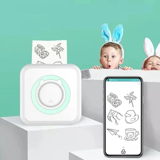 Prenosná mini tlačiareň napájaná batériou, inteligentná tlačiareň s termálnym papierom, pripojenie bluetooth