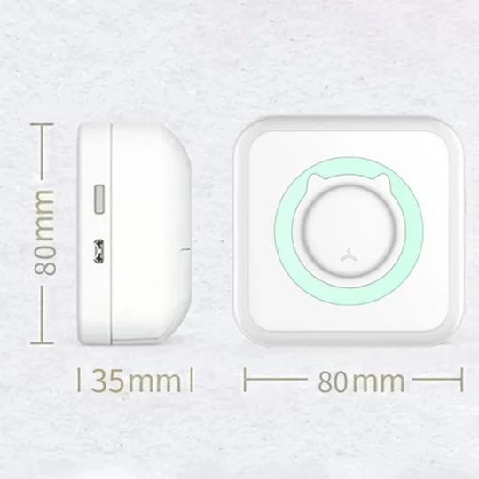 Prenosná mini tlačiareň napájaná batériou, inteligentná tlačiareň s termálnym papierom, pripojenie bluetooth