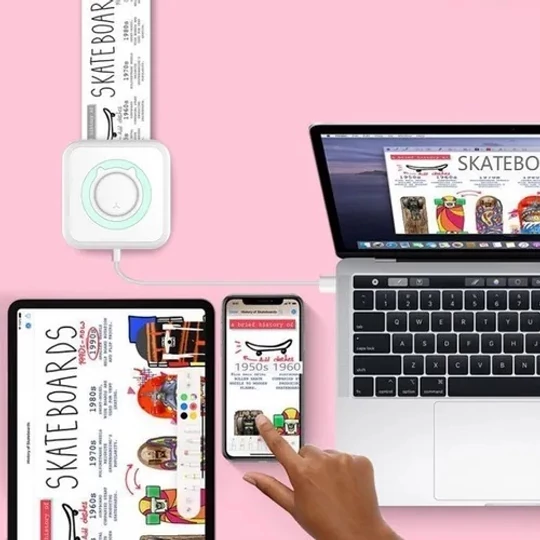 Prenosná mini tlačiareň napájaná batériou, inteligentná tlačiareň s termálnym papierom, pripojenie bluetooth
