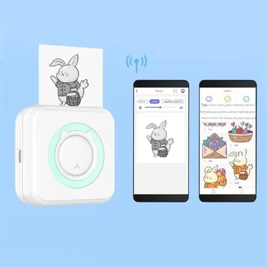 Prenosná mini tlačiareň napájaná batériou, inteligentná tlačiareň s termálnym papierom, pripojenie bluetooth