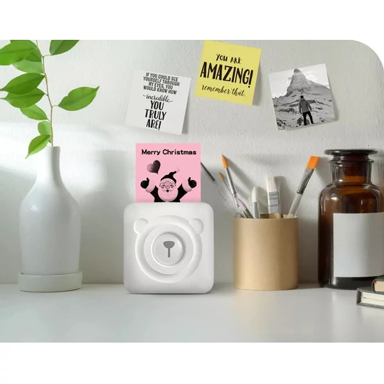 Prenosná mini tlačiareň napájaná batériou, inteligentná tlačiareň s termálnym papierom, pripojenie bluetooth