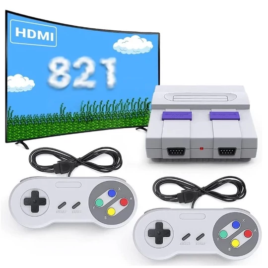 Retro herná konzola s 2 ovládačmi a 821 hrami