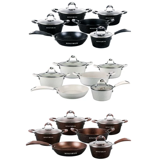 10-dielna súprava sada riadu Royalty Line so sklenenou pokrievkou, mramorový povrch, rl-5010crm, biela