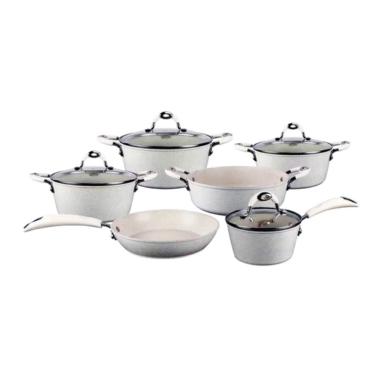 10-dielna súprava sada riadu Royalty Line so sklenenou pokrievkou, mramorový povrch, rl-5010crm, biela