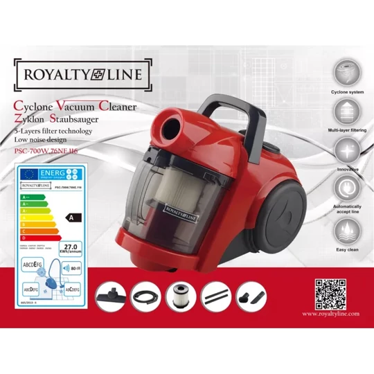 Bezvreckový cyklónový vysávač Royalty Line, červený, 700 W